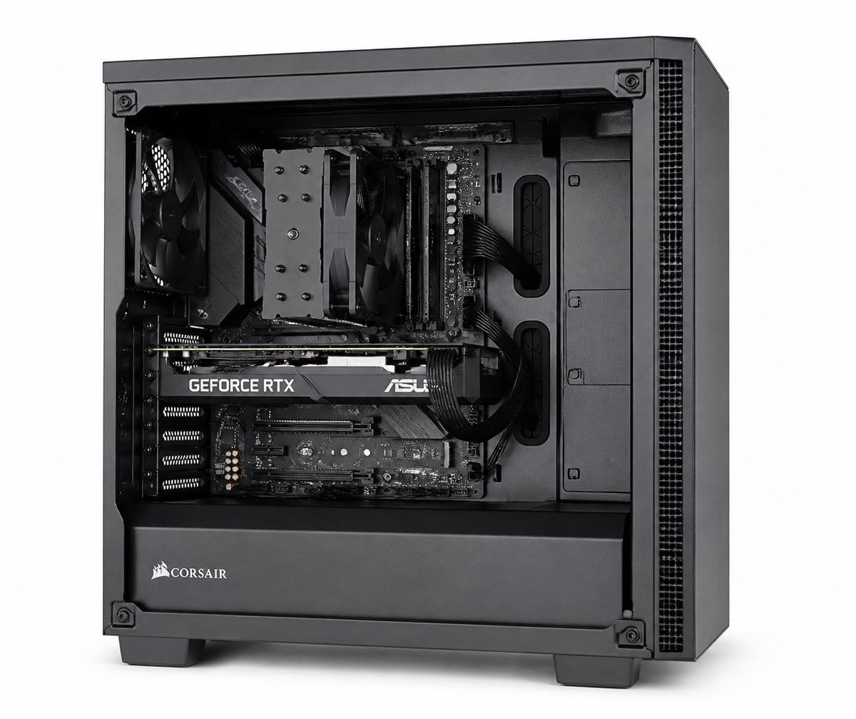 Clean custom desktop build with tidy cable management
